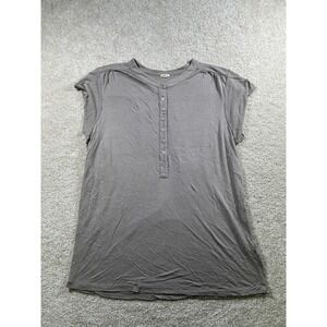 J Crew Shirt Womens Small Gray Henley Button Front Lightweight Viscose Linen Top